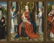 Master of the St. Lucy Legend - Triptych of Madonna and Child with Angels; Donor and His Patron Saint Peter Martyr; and Saint Jerome and His Lion